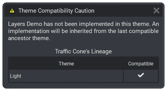 QLThemeCompatibilityCautionDialog Example